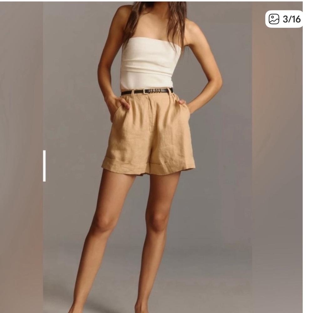 Faithfull the Brand Light Tan Linen Shorts size US 2